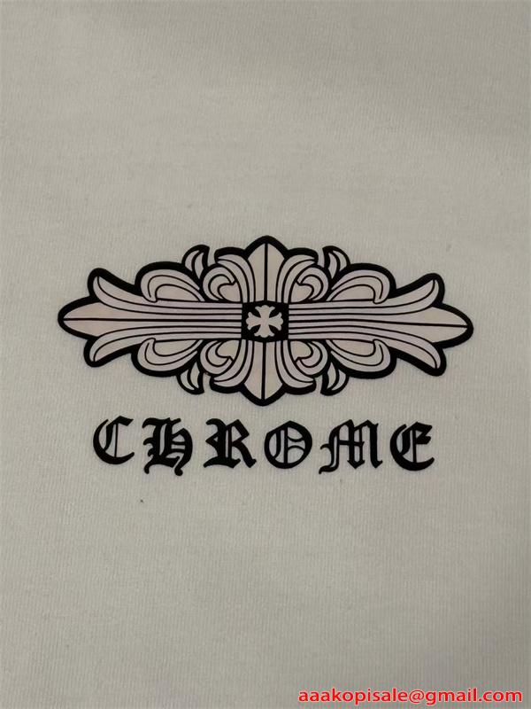  Tシャツ メンズ 半袖トップス フローラルデザイン ワンポイント 背面プリント クロムハーツ コピー CHROME HEARTS