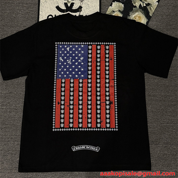 Tシャツ 星条旗クロス バックプリント USAロゴ オーバーサイズ ストリート クロムハーツ コピー CHROME HEARTS