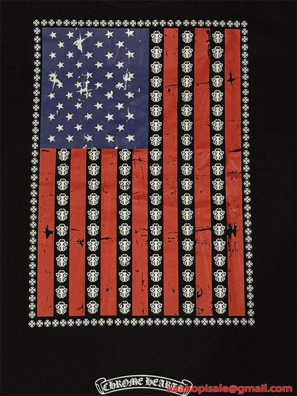 Tシャツ 星条旗クロス バックプリント USAロゴ オーバーサイズ ストリート クロムハーツ コピー CHROME HEARTS