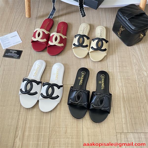 ダブルCロゴ フラットサンダル スリッパ 夏用 シンプル シャネル コピー CHANEL