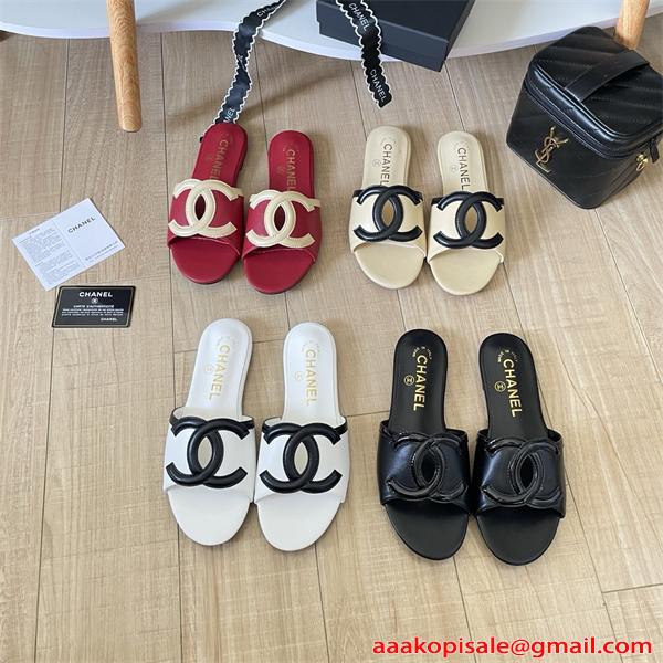 ダブルCロゴ フラットサンダル スリッパ 夏用 シンプル シャネル コピー CHANEL