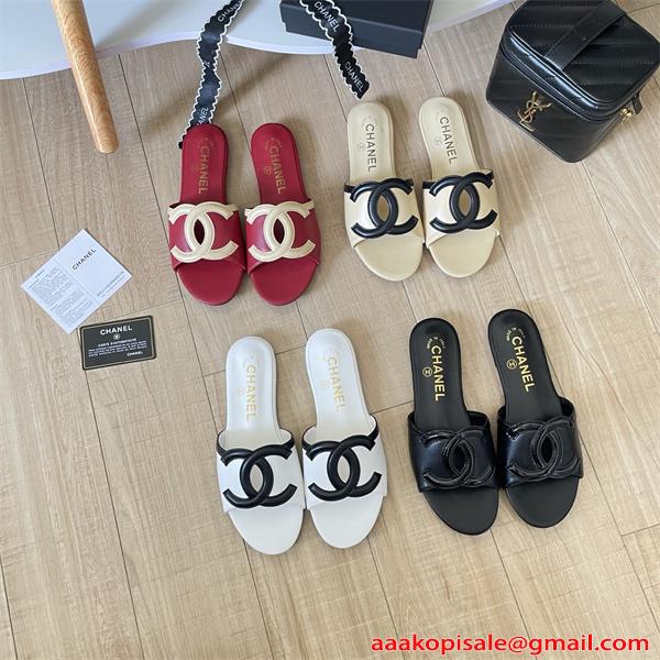 ダブルCロゴ フラットサンダル スリッパ 夏用 シンプル シャネル コピー CHANEL