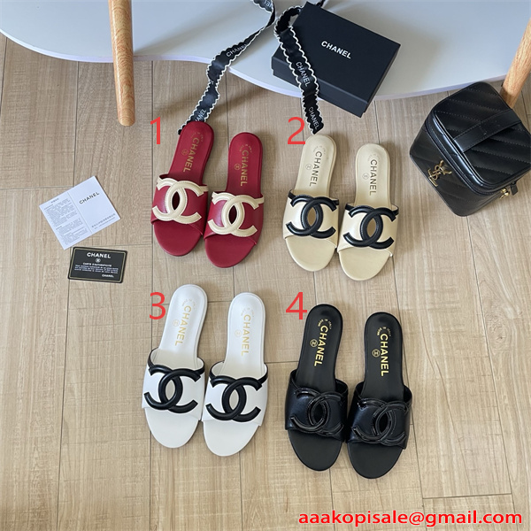 ダブルCロゴ フラットサンダル スリッパ 夏用 シンプル シャネル コピー CHANEL