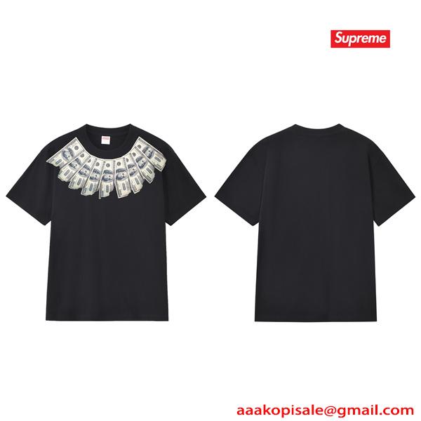 マネープリント ネックデザイン インパクト ストリート 半袖 シュプリーム コピー SUPREME