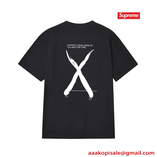 激安 メンズ 半袖Tシャツ バックプリント Xデザイン モノトーン ストリート ビッグシルエット シュプリーム コピー SUPREME