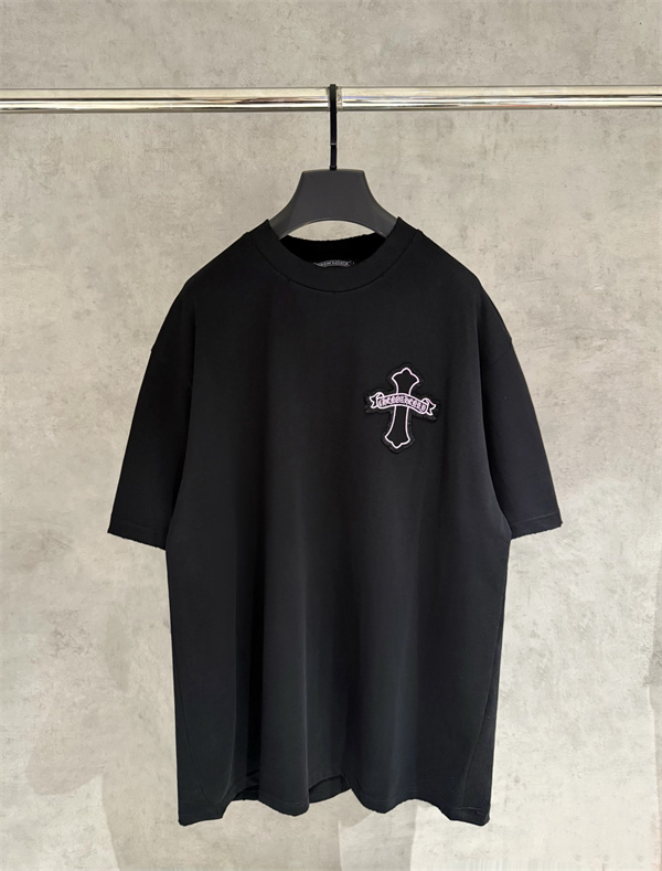   UV変色 刺繍クロス ワイドシルエット クルーネック 夏服 クロムハーツ コピー CHROME HEARTS Tシャツ