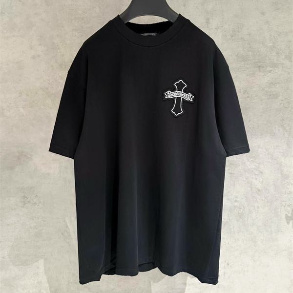   UV変色 刺繍クロス ワイドシルエット クルーネック 夏服 クロムハーツ コピー CHROME HEARTS Tシャツ