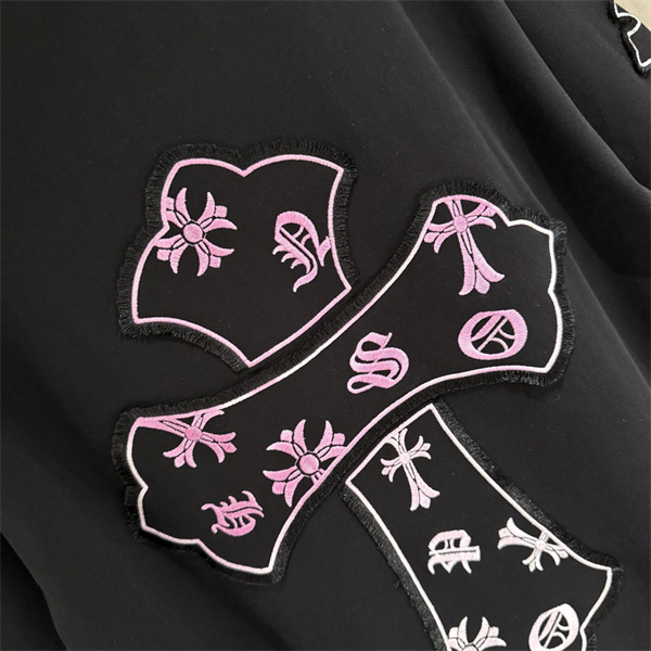  UV変色 刺繍クロス ワイドシルエット クルーネック 夏服 クロムハーツ コピー CHROME HEARTS Tシャツ