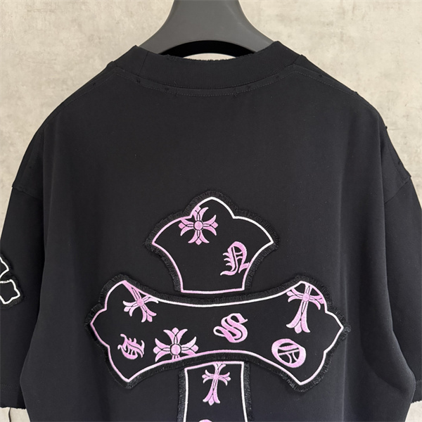   UV変色 刺繍クロス ワイドシルエット クルーネック 夏服 クロムハーツ コピー CHROME HEARTS Tシャツ