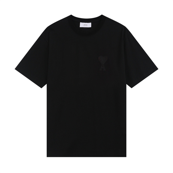ハートA刺繍 ワンポイント 無地 クルーネック 多色展開 アミパリス コピー AMI Paris Tシャツ
