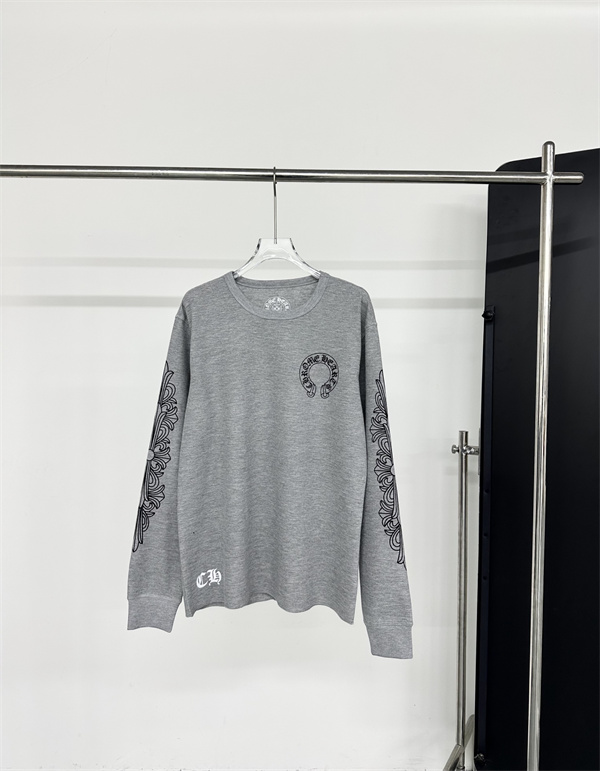  メンズ 長袖Tシャツ 十字架刺繍 ブラック グレー クロムハーツ コピー Chrome Hearts