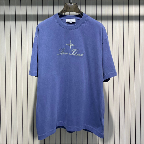 3カラー 半袖Tシャツ ストーンアイランド コピー  センターロゴプリント クルーネック Stone Island