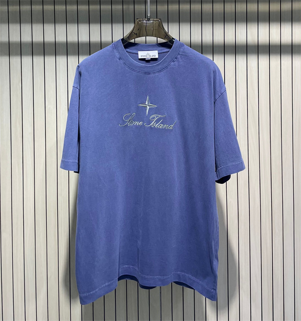 3カラー 半袖Tシャツ ストーンアイランド コピー  センターロゴプリント クルーネック Stone Island