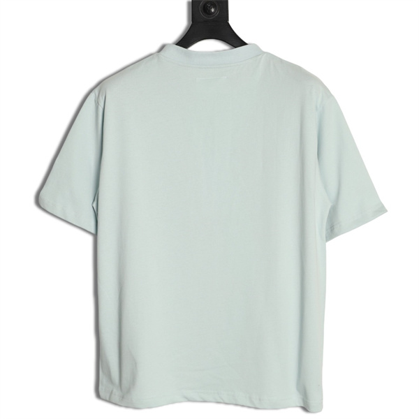 ナンバーロゴプリント コピー Maison Margiela 半袖Tシャツ ペールブルー クルーネック フロント数字デザイン メゾンマルジェラ
