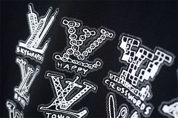 フロントLVグラフィック 半袖Tシャツ Louis Vuitton ホワイト ブラック ルイヴィトン コピー クルーネック ロゴプリント