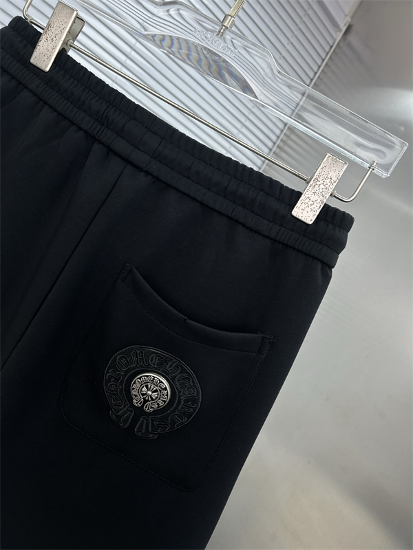 ブラック イージーパンツ Chrome Hearts ダブルクロスワッペン クロムハーツ コピー ドローコードウエスト サイドポケット ジョガーシルエット