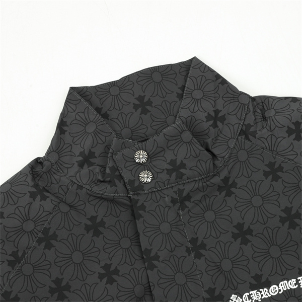 ロス総柄 ブルゾン Chrome Hearts ネイビー ブラック クロムハーツ コピー スナップボタン スタンドネック バックU.S.Aロゴ