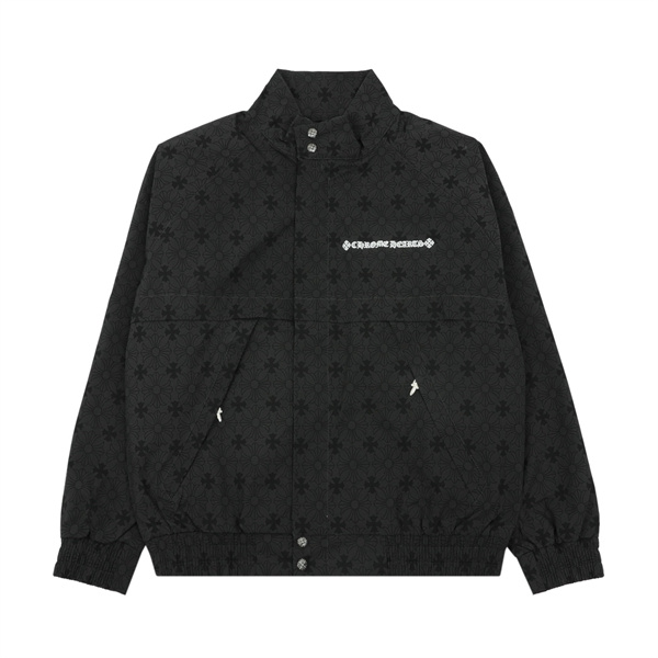ロス総柄 ブルゾン Chrome Hearts ネイビー ブラック クロムハーツ コピー スナップボタン スタンドネック バックU.S.Aロゴ