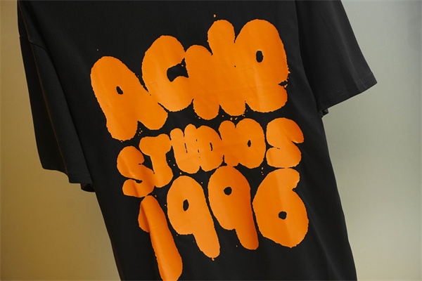 ラック 半袖Tシャツ Acne Studios オレンジロゴプリント アクネ ストゥディオズ コピー 1996グラフィック クルーネック 無地バック