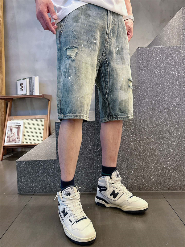 ラックデニム ショートパンツ Chrome Hearts クロスパッチ装飾 クロムハーツ コピー カットオフ裾 レッドホワイト ワイドポケット