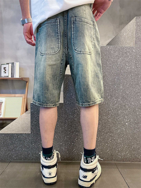 ラックデニム ショートパンツ Chrome Hearts クロスパッチ装飾 クロムハーツ コピー カットオフ裾 レッドホワイト ワイドポケット