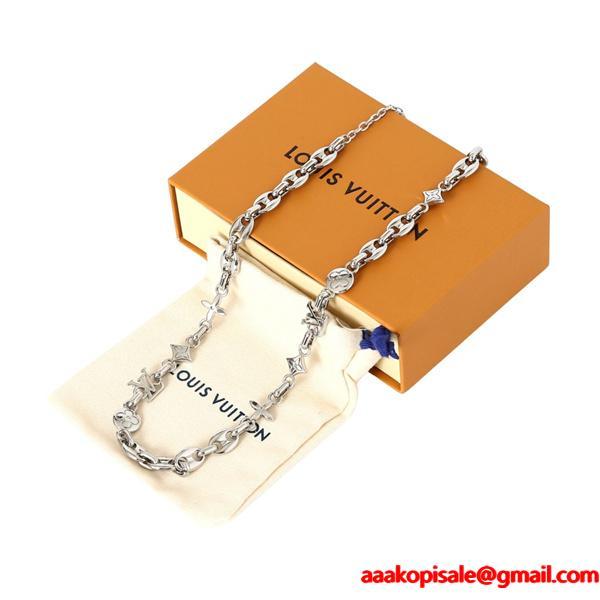 ☆LOUIS VUITTON x Nigo☆  M03189☆ルイヴィトンネックレスコピー LV SAILOR MEDIUM CHAIN サイズ50-58cm