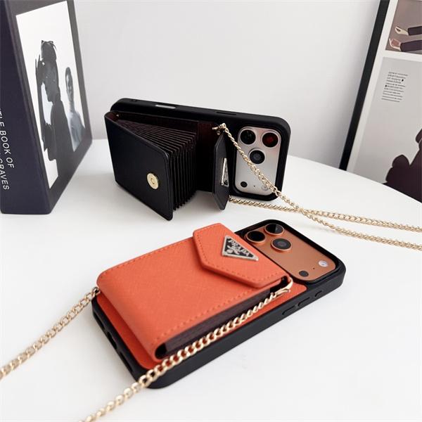スマホケース チェーン付き PRADA ミニバッグ風 カードポケット付き プラダ コピー レディース