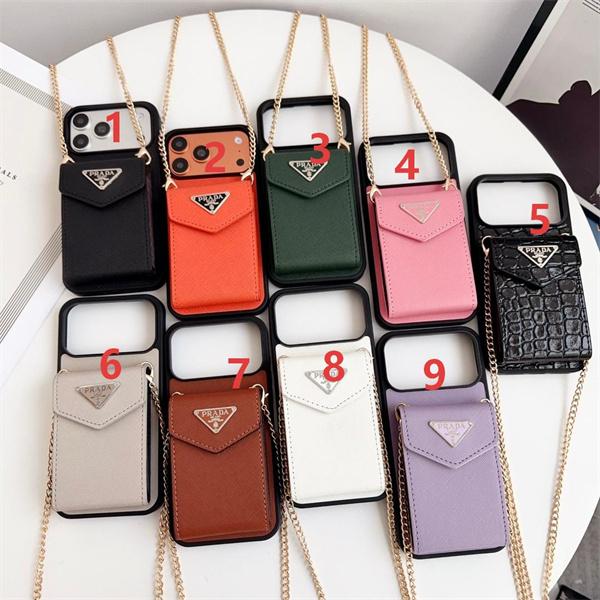 スマホケース チェーン付き PRADA ミニバッグ風 カードポケット付き プラダ コピー レディース
