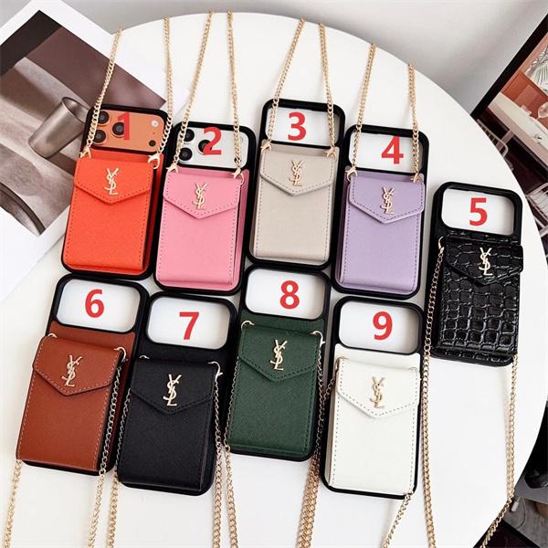 サンローラン コピー スマホケース チェーン付き カード収納 YSL ショルダータイプ おしゃれ 高級感c