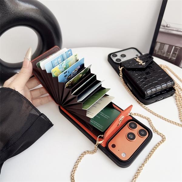 サンローラン コピー スマホケース チェーン付き カード収納 YSL ショルダータイプ おしゃれ 高級感c