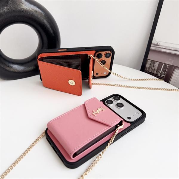 サンローラン コピー スマホケース チェーン付き カード収納 YSL ショルダータイプ おしゃれ 高級感c