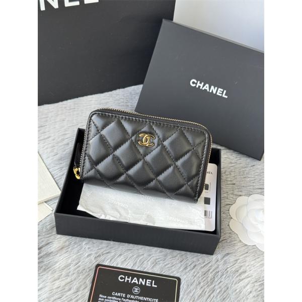 CHANEL シャネル コピー 財布 エレガント レザー ラウンドジップ ミニウォレット ブラック 高級感