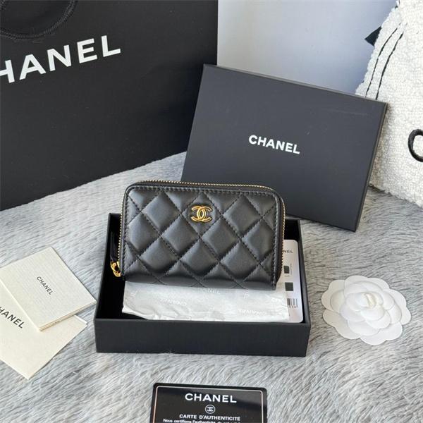 CHANEL シャネル コピー 財布 エレガント レザー ラウンドジップ ミニウォレット ブラック 高級感