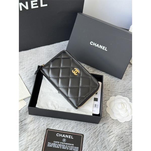 CHANEL シャネル コピー 財布 エレガント レザー ラウンドジップ ミニウォレット ブラック 高級感