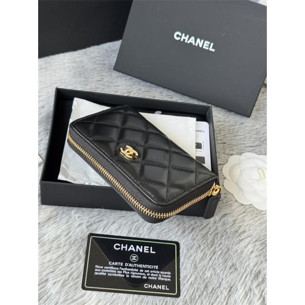 CHANEL シャネル コピー 財布 エレガント レザー ラウンドジップ ミニウォレット ブラック 高級感