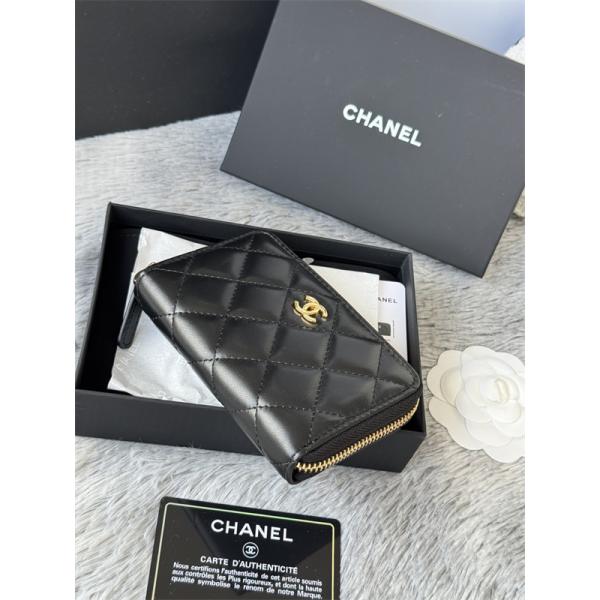 CHANEL シャネル コピー 財布 エレガント レザー ラウンドジップ ミニウォレット ブラック 高級感