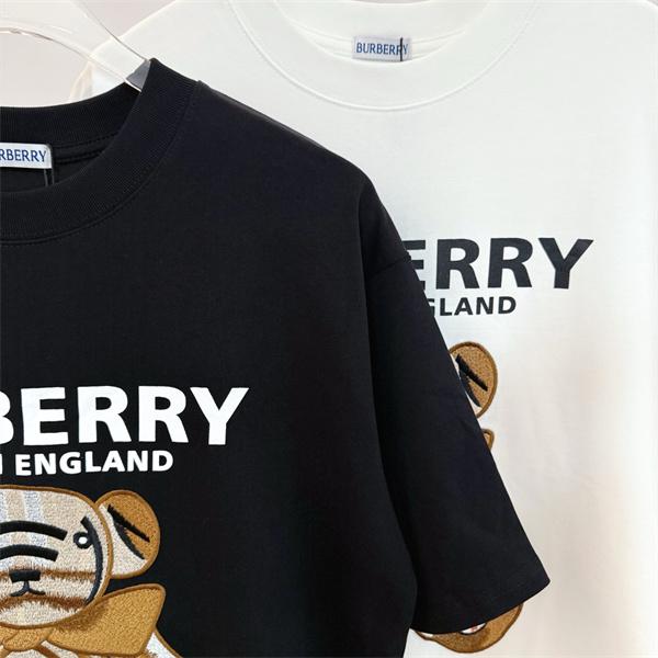 ホワイト ブラック バーバリー コピー Tシャツ 熊モチーフ プリント