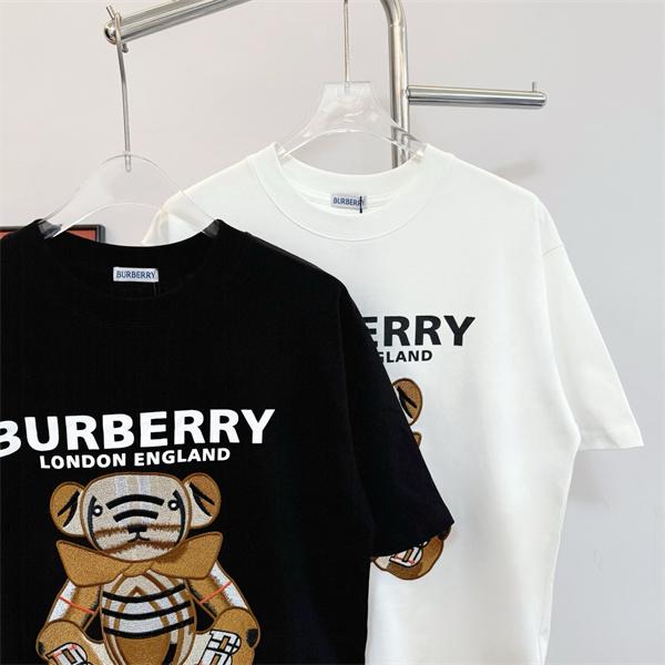 BURBERRY クマ柄ロゴ Tシャツ 128cm ホワイト ブラック バーバリー コピー Tシャツ 熊モチーフ プリント