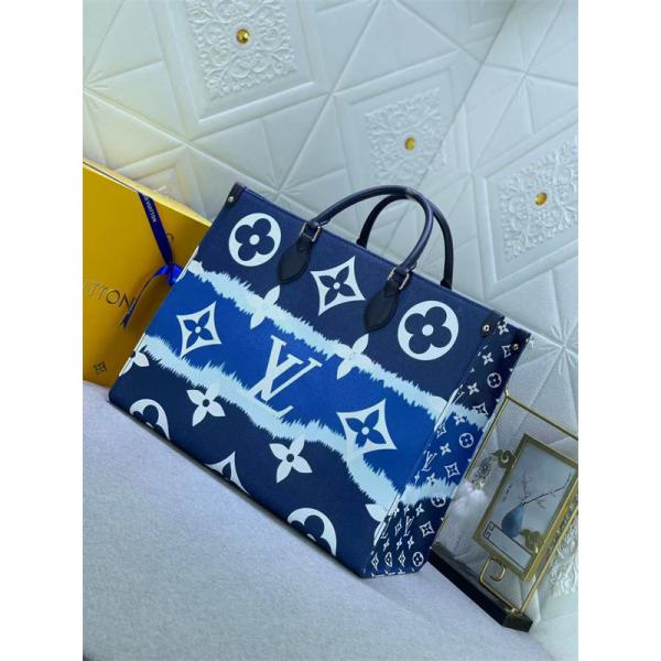 モノグラム プリント Louis Vuitton コピー トートバッグ ブルー ホワイト ハンドバッグ 春夏 カジュアル ルイ・ヴィトン