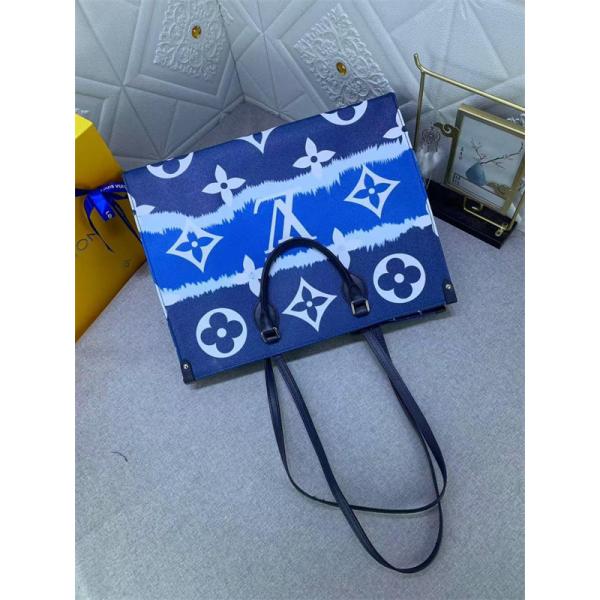 モノグラム プリント Louis Vuitton コピー トートバッグ ブルー ホワイト ハンドバッグ 春夏 カジュアル ルイ・ヴィトン
