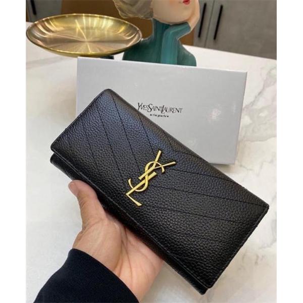 高級感溢れる サンローラン コピー 財布 ゴールド ブラック 収納便利 人気 Saint Laurent 大容量 シンプルエレガント 