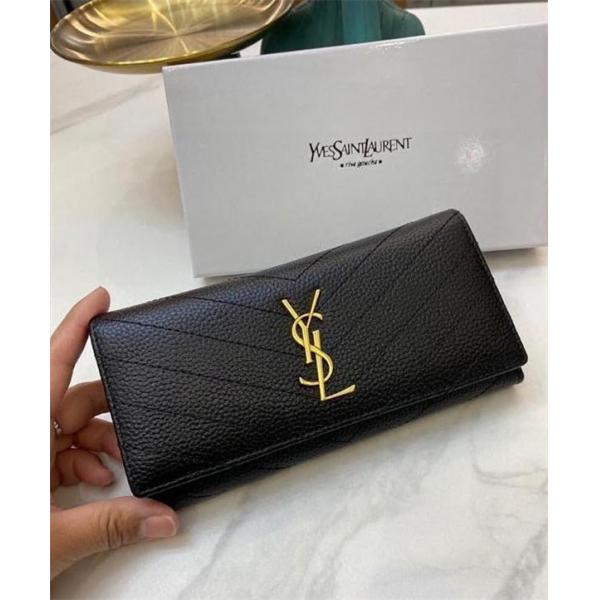 高級感溢れる サンローラン コピー 財布 ゴールド ブラック 収納便利 人気 Saint Laurent 大容量 シンプルエレガント 