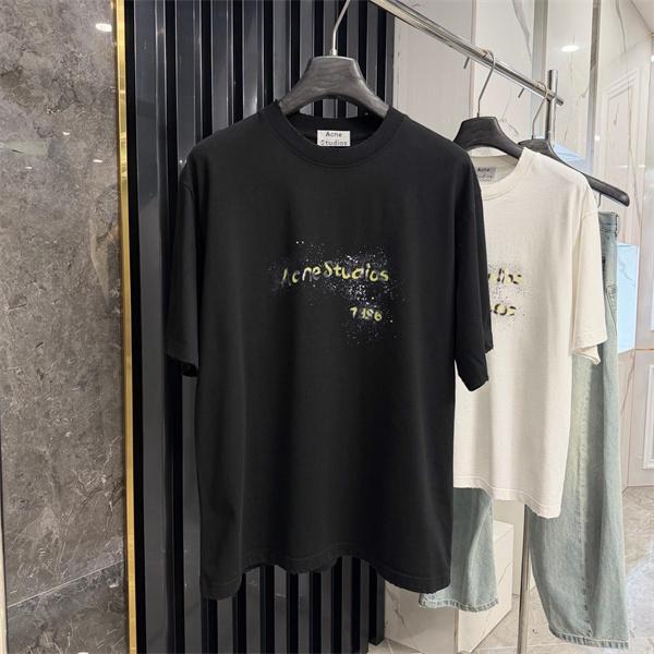 Tシャツ ブラック 半袖 アクネストゥディオズ コピー Acne スプレーデザイン ストリート感 プリント