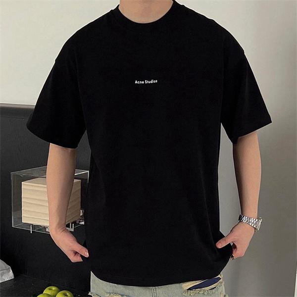 Acne ワンポイントTシャツ ブラック 半袖 シンプル モード ルー 人気 アクネストゥディオズ コピー