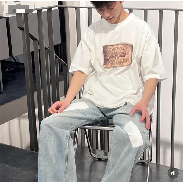 Acne ヴィンテージ風 プリント アクネストゥディオズ コピー Tシャツ モノトーン 半袖 ストリート