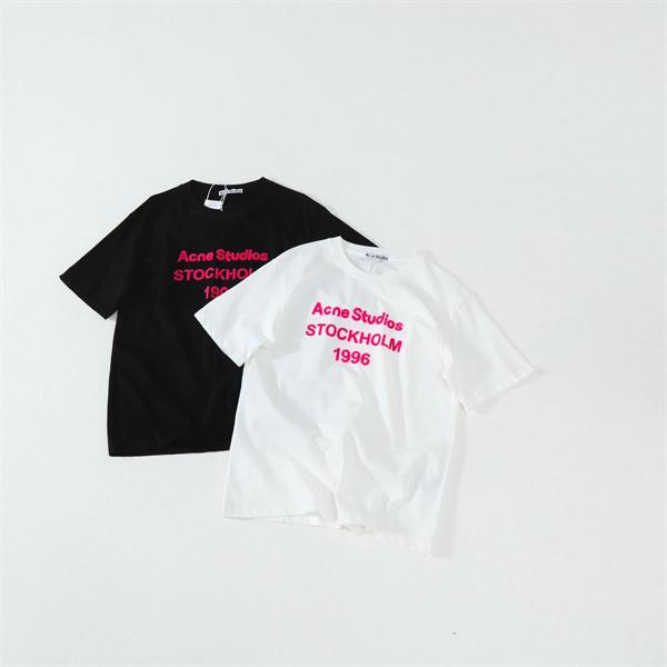アクネストゥディオズ コピー プリントTシャツ Acne ブラック ホワイト 半袖 ストリート ペアコーデ