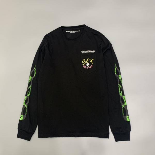 Chrome Hearts クロムハーツ コピー 長袖Tシャツ バックプリント STAY FAST ポケットデザイン ブラック 袖プリント ストリート クロムハーツ