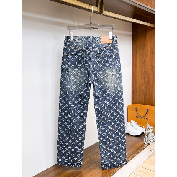 LOUIS VUITTON デニムパンツ メンズ ストレート ヴィンテージ加工 ルイヴィトン コピー 高級感 ストリート