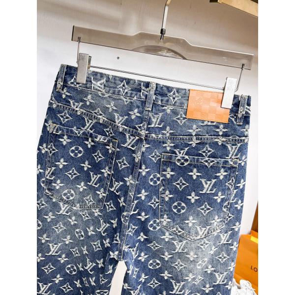 LOUIS VUITTON デニムパンツ メンズ ストレート ヴィンテージ加工 ルイヴィトン コピー 高級感 ストリート