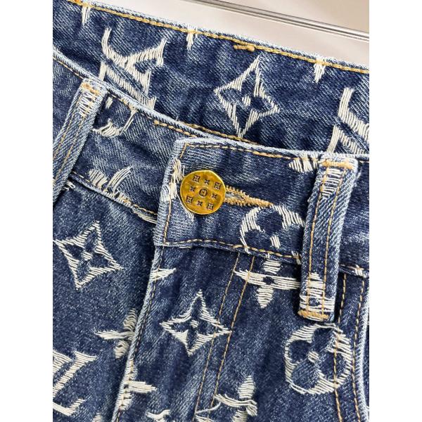 LOUIS VUITTON デニムパンツ メンズ ストレート ヴィンテージ加工 ルイヴィトン コピー 高級感 ストリート